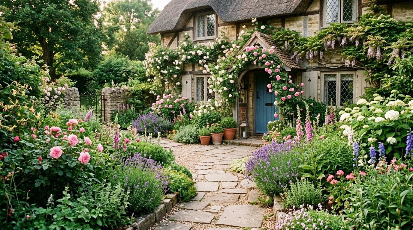 Use stone or gravel to add texture and contrast inspiration for a front yard landscape.